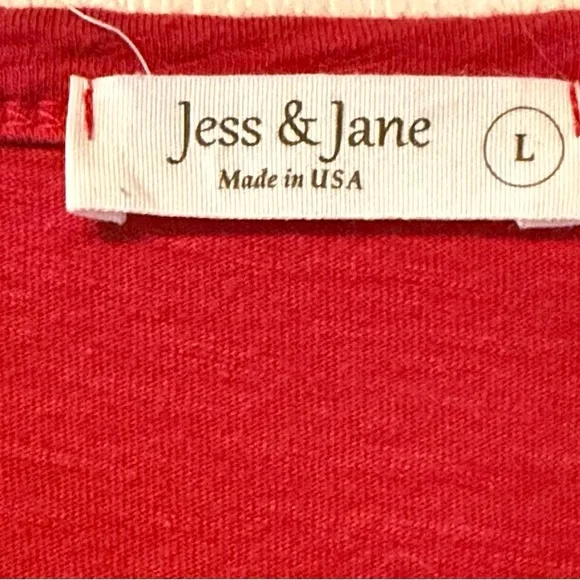 JESS & JANE Artistic Red Cotton Long Sleeve Top, L - Picture 6 of 6